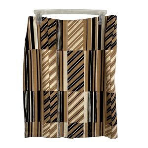 J.McLaughlin Pencil Skirt Geometric Retro Career Black Beige‎ Womens 2 Stretchy